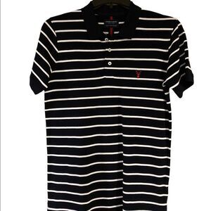 Denim & Flower polo collared shirt striped men’s size M